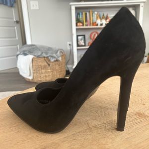 Black suede stiletto heel